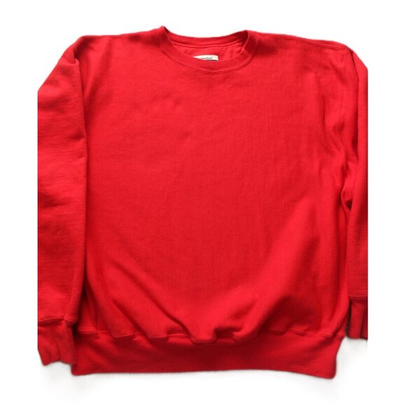 CHAMPION Premium Reverse Weave Retro Crew Neck Sweatshirt in Red - Picture 9 of 10